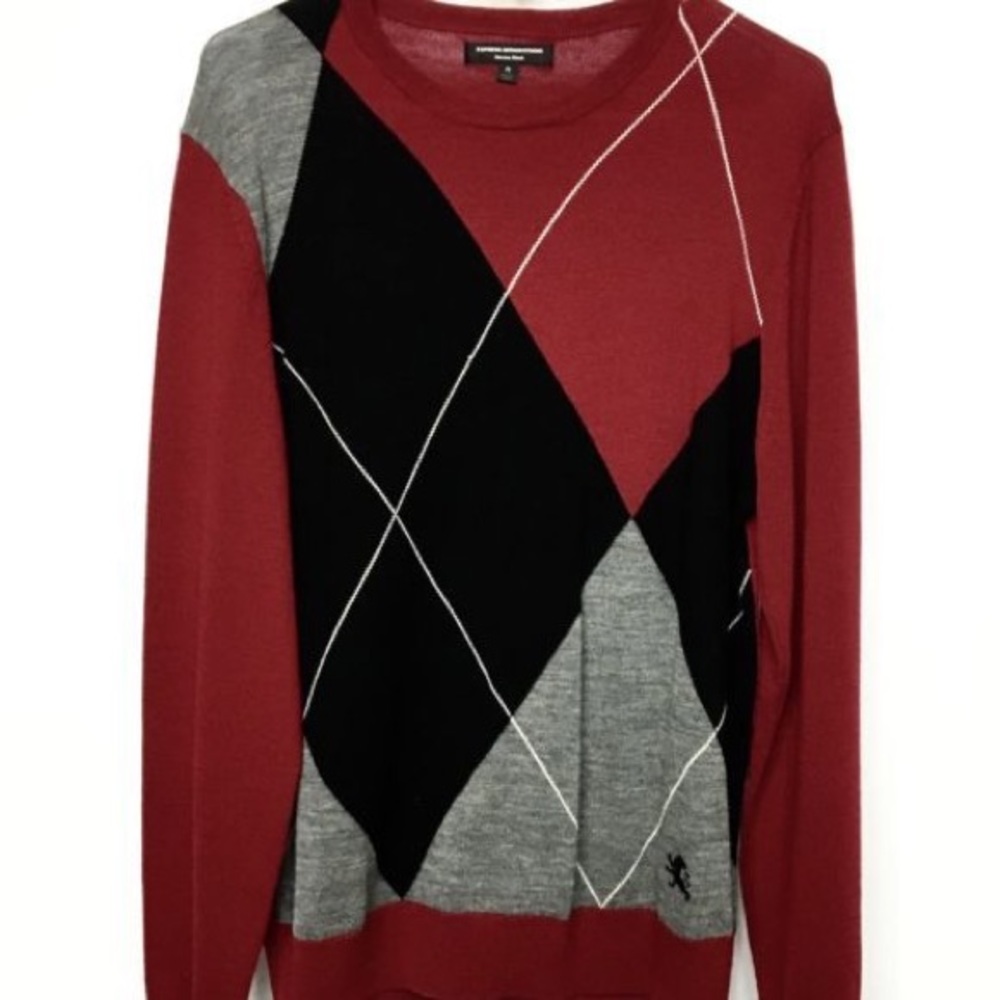 Express Men’s Red Argyle Sweater